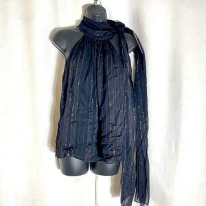 Zara Black and Gold Halter Top